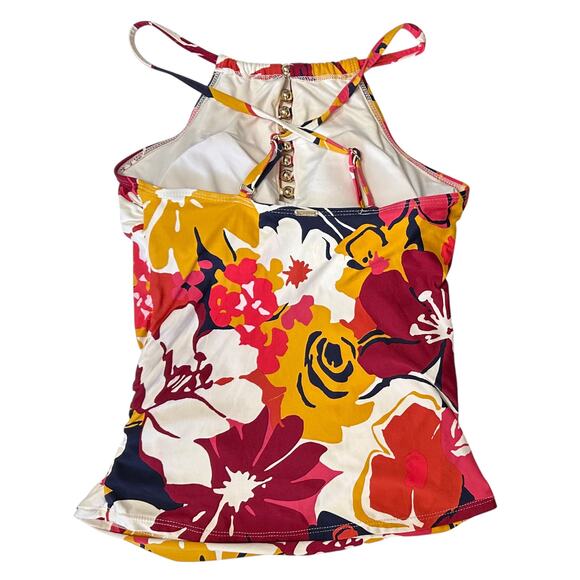 2/$15 Anne Cole Wallflower High-Neck Beaded Tankini Swim Top Red Size XS - Picture 7 of 10